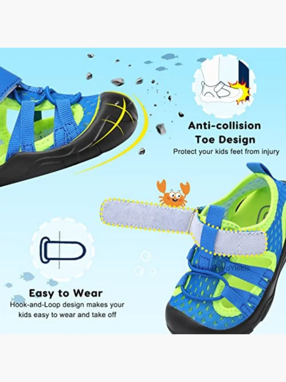 Toddler Water Shoes Quick Dry Lightweight Beach Sandals Non-Slip